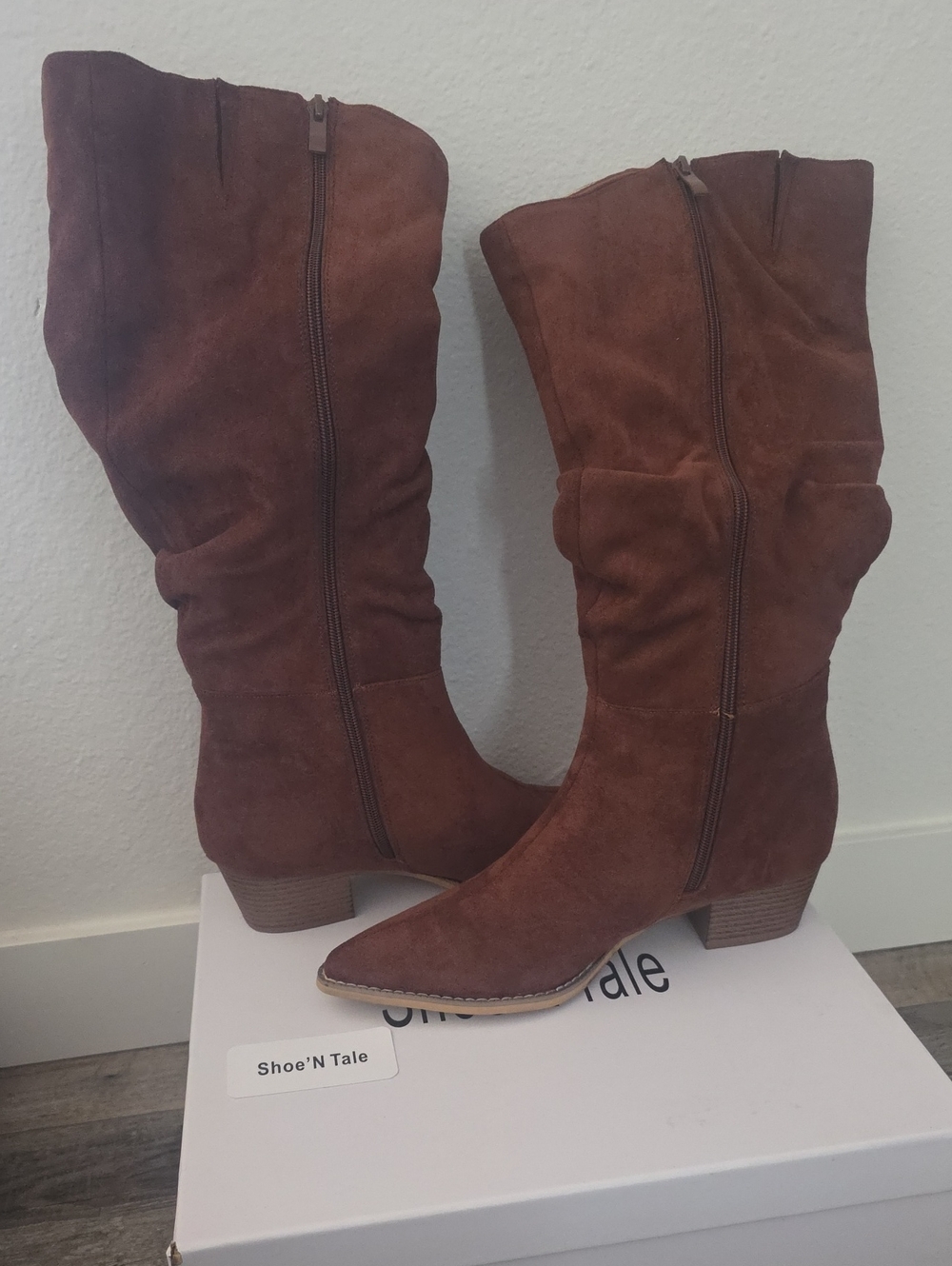 ShoeNTale Brown Suede Knee-High Slouch Boots